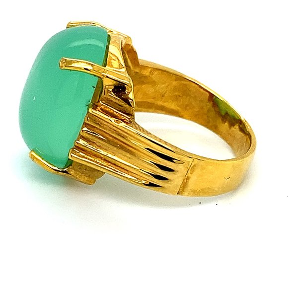 Cats Eye Green Calcite 18.75ct Solid 18K Gold Ring - Picture 6 of 7